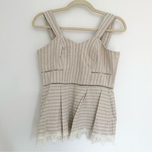 Peplum Striped Top wit Eyelet and Lace Details